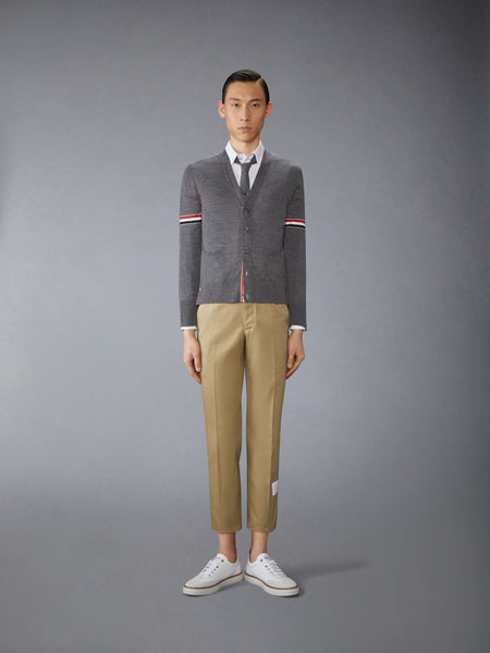 FINE MERINO WOOL RWB ARMBAND CARDIGAN MED GREY