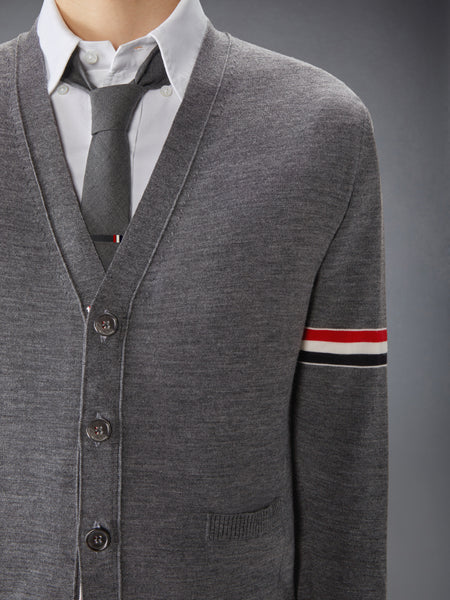 FINE MERINO WOOL RWB ARMBAND CARDIGAN MED GREY