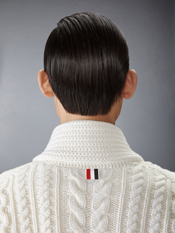 ARAN CABLE CASHMERE RWB STRIPE CARDIGAN - image 4