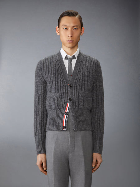 HALF STITCH CASHMERE CARDIGAN MED GREY