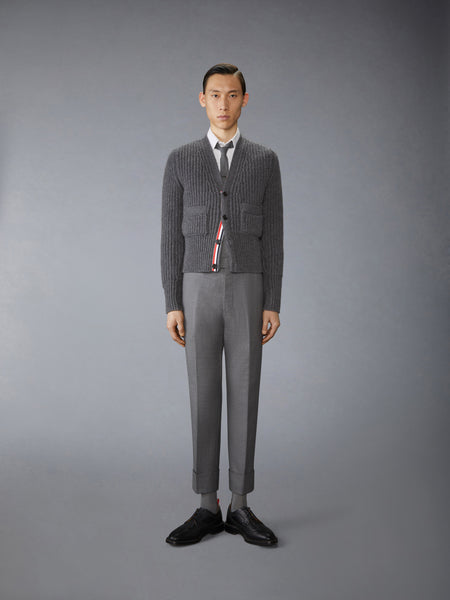 HALF STITCH CASHMERE CARDIGAN MED GREY