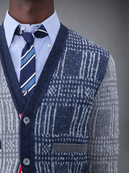 Fun-Mix Check Jacquard V-Neck Cardigan BLUE