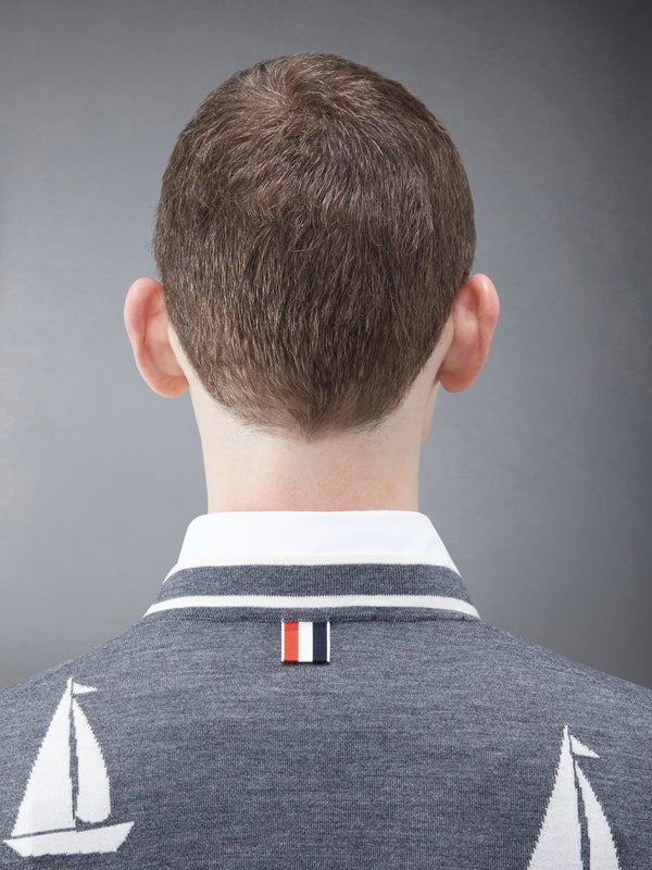 Merino Sailboat 4-bar V-neck Cardigan - image 6