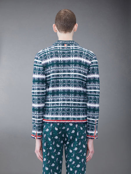 Tartan Merino Mohair Inlay V-neck Pullover DK GREEN