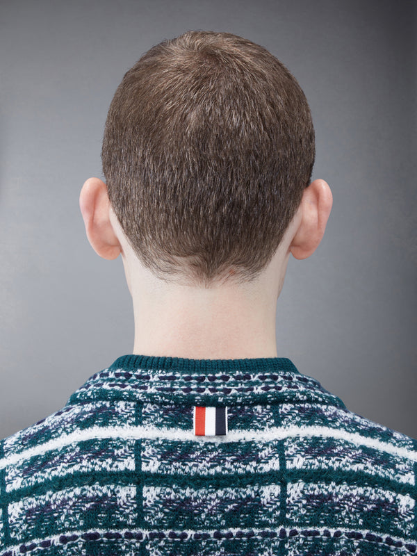 Tartan Merino Mohair Inlay V-neck Pullover - image 5