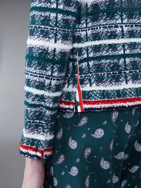 Tartan Merino Mohair Inlay V-neck Pullover DK GREEN