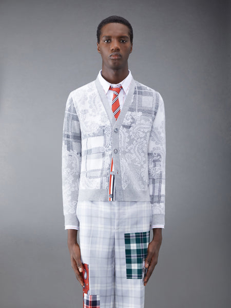 Fun-Mix Tartan Merino V-neck Cardigan TONAL GREY