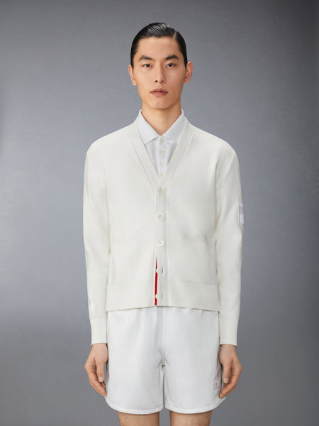 COTTON MILANO STITCH FLAG PATCH CARDIGAN WHITE