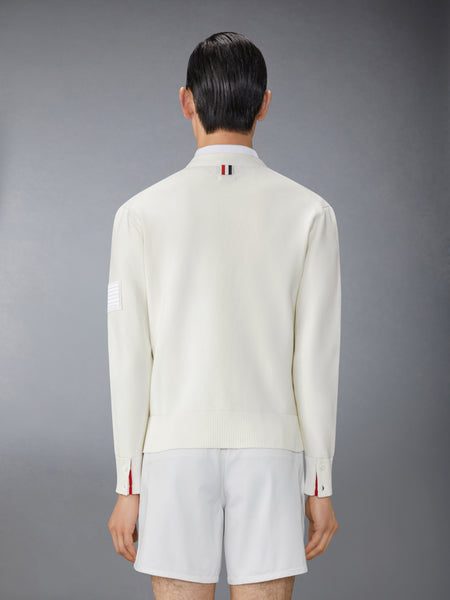 COTTON MILANO STITCH FLAG PATCH CARDIGAN WHITE