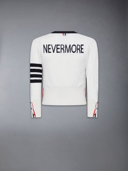 CASHMERE NEVERMORE INTARSIA 4-BAR CLASSIC SHORT CARDIGAN WHITE