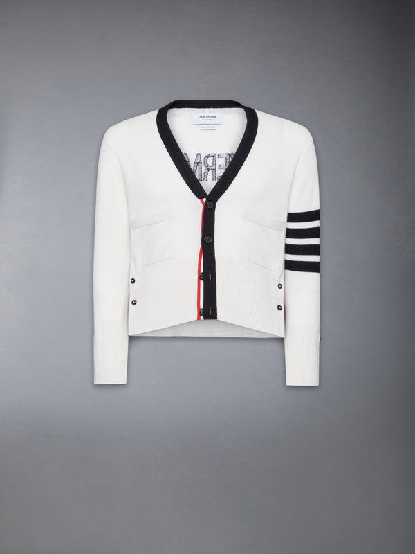CASHMERE NEVERMORE INTARSIA 4-BAR CLASSIC SHORT CARDIGAN - image 9