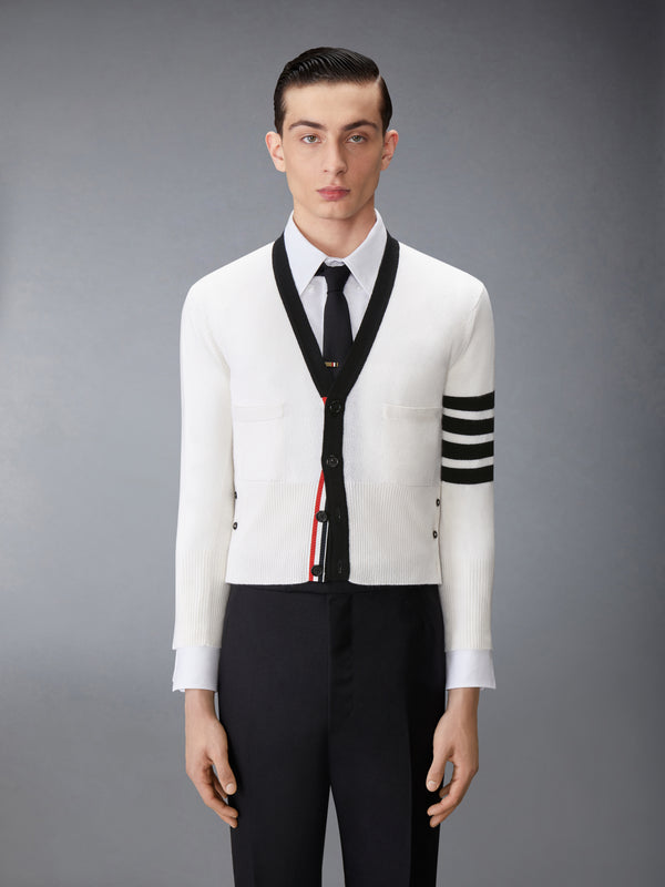 CASHMERE NEVERMORE INTARSIA 4-BAR CLASSIC SHORT CARDIGAN - image 1