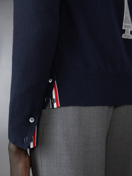 NUTCRACKER MERINO WOOL 4-BAR CARDIGAN NAVY