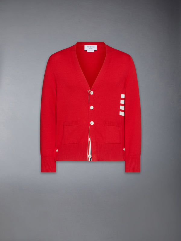 COTTON 4-BAR RELAXED FIT V NECK CARDIGAN - featured image