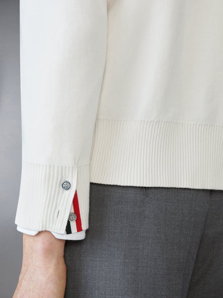 COTTON 4-BAR RELAXED FIT HECTOR V NECK CARDIGAN WHITE