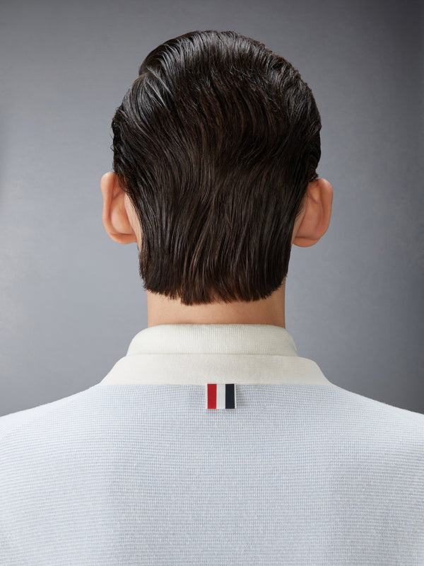 TEXTURED STRIPED STITCH 4-BAR RELAXED FIT V NECK CARDIGAN - image 4