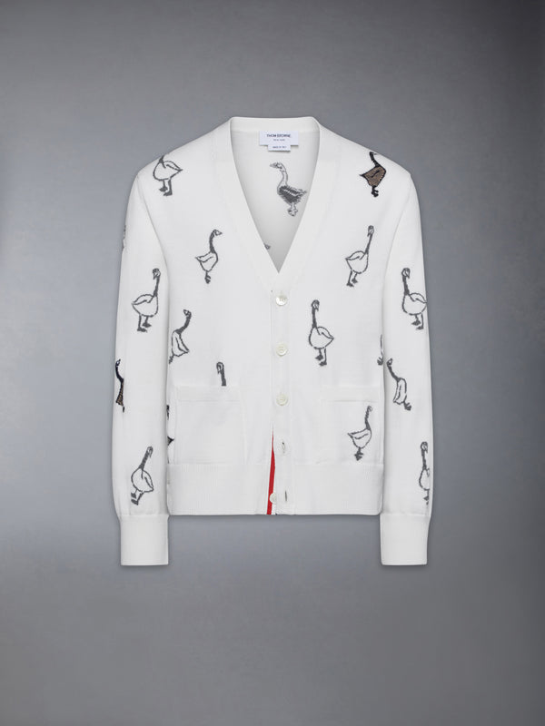 GEESE INTARSIA MERINO WOOL RELAXED FIT V NECK CARDIGAN - featured image