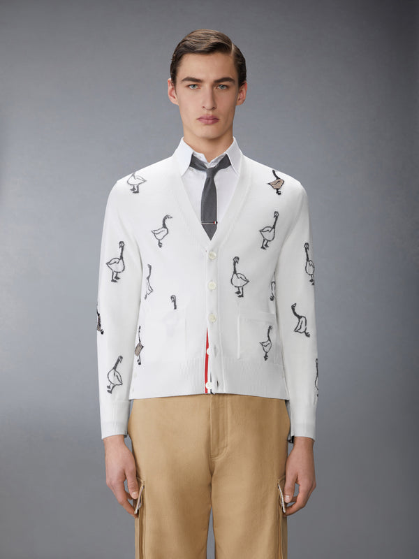GEESE INTARSIA MERINO WOOL RELAXED FIT V NECK CARDIGAN - image 1