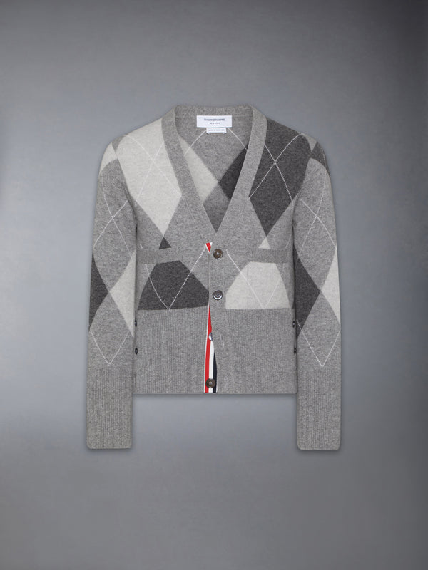 ARGYLE INTARSIA CASHMERE V NECK CARDIGAN - featured image