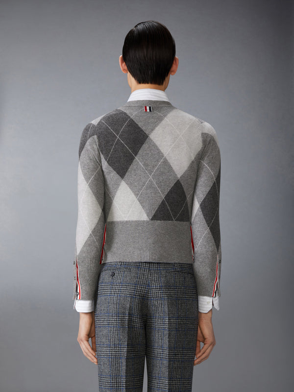 ARGYLE INTARSIA CASHMERE V NECK CARDIGAN - image 2