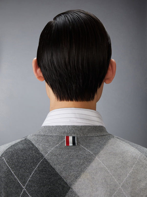 ARGYLE INTARSIA CASHMERE V NECK CARDIGAN - image 5