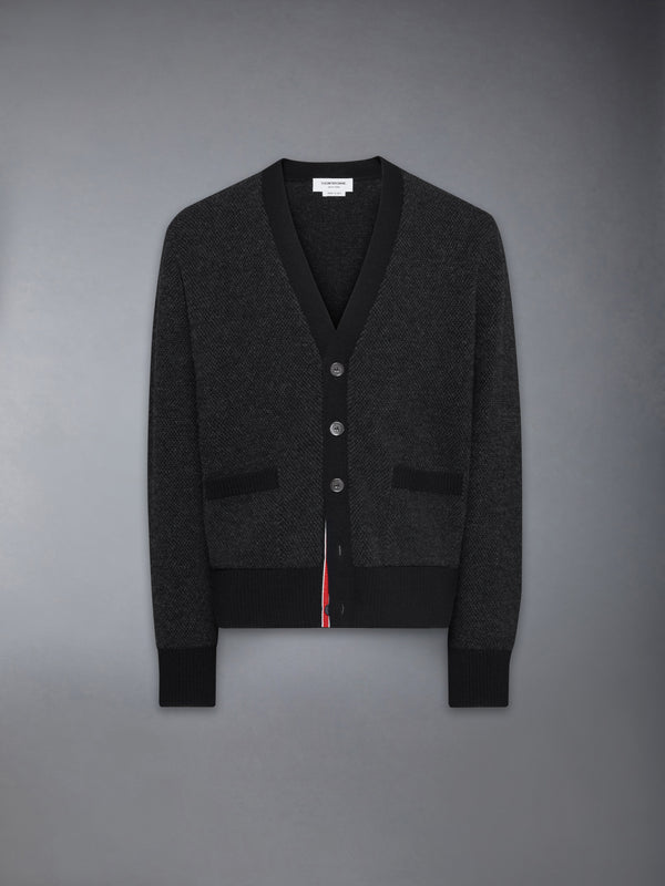 MERINO WOOL INTARSIA V NECK CARDIGAN - featured image