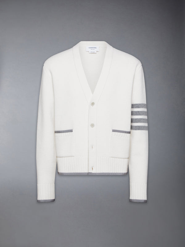 MILANO STITCH MERINO WOOL 4-BAR V NECK CARDIGAN - featured image