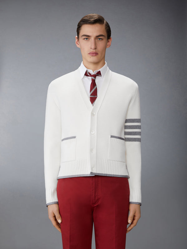 MILANO STITCH MERINO WOOL 4-BAR V NECK CARDIGAN - image 1