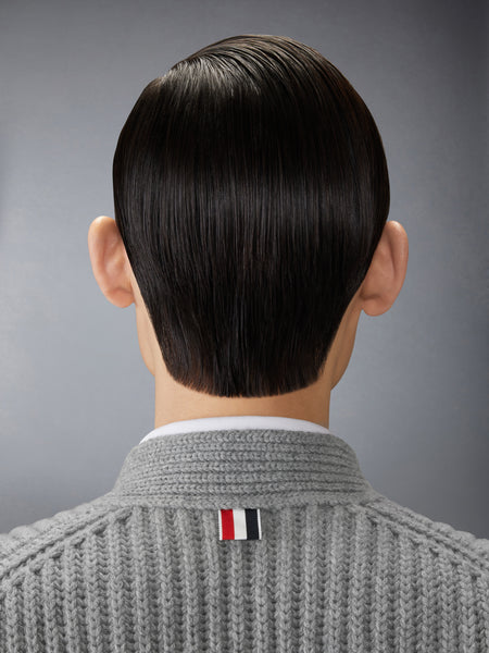 RWB STRIPE CASHMERE V NECK CARDIGAN LT GREY