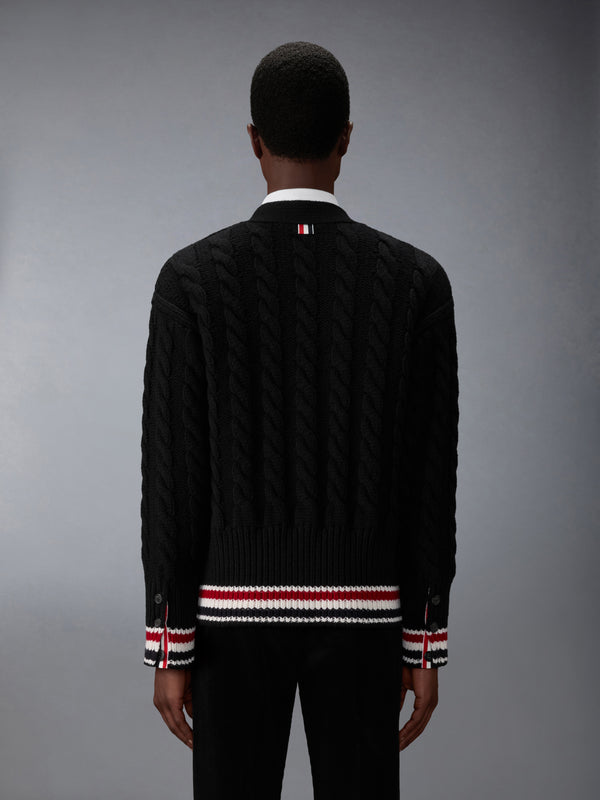 MERINO BABY CABLE STITCH RWB STRIPE CARDIGAN - image 2