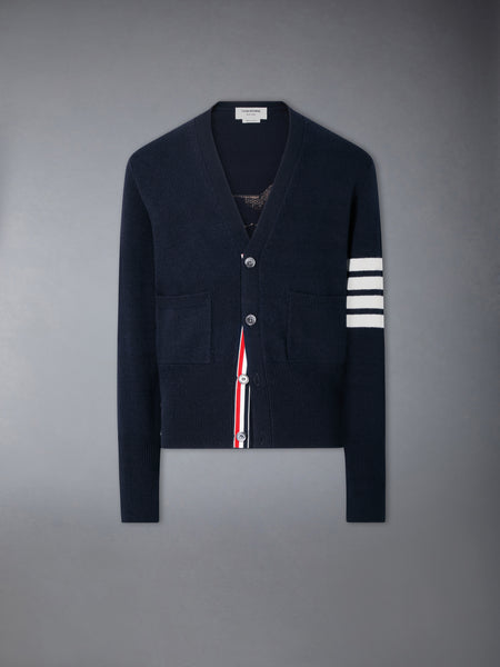 LUNAR NEW YEAR WOOL 4-BAR INTARSIA CARDIGAN NAVY