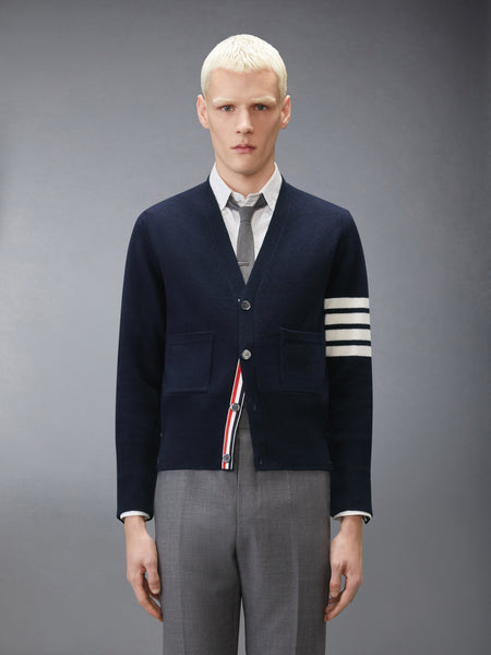 LUNAR NEW YEAR WOOL 4-BAR INTARSIA CARDIGAN NAVY