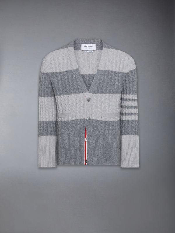 CASHMERE BABY CABLE STITCH 4-BAR CARDIGAN - featured image
