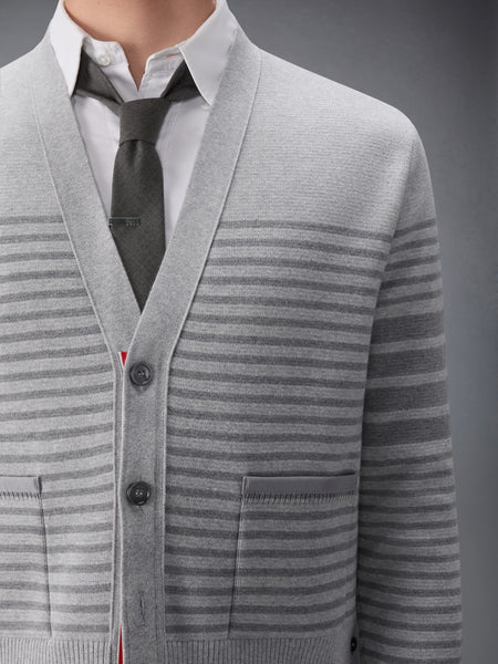 MILANO STITCH STRIPED BOXY FIT CARDIGAN TONAL GREY