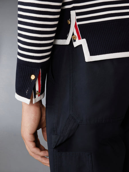 MILANO STITCH STRIPED BOXY FIT CARDIGAN NAVY/WHITE