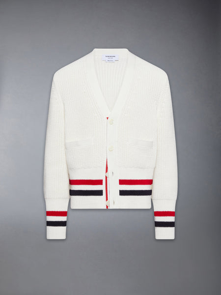 HALF CARDIGAN STITCH COTTON RWB CARDIGAN WHITE