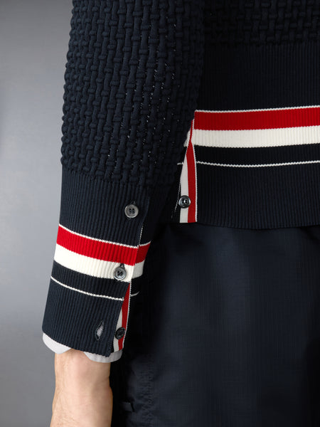 FLOAT RIPPLE STITCH RWB CARDIGAN NAVY