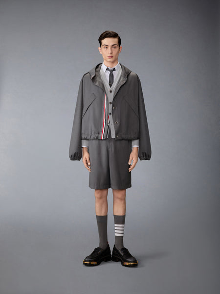GARMENT DYED 4-BAR CARDIGAN LT GREY