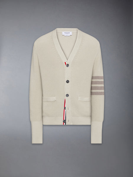 GARMENT DYED 4-BAR CARDIGAN BEIGE