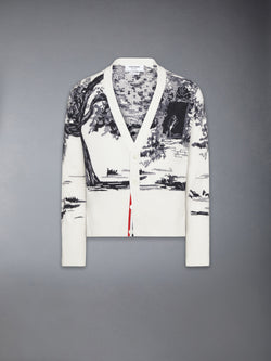 CASHMERE JERSEY INTARSIA HECTOR TOILE CARDIGAN