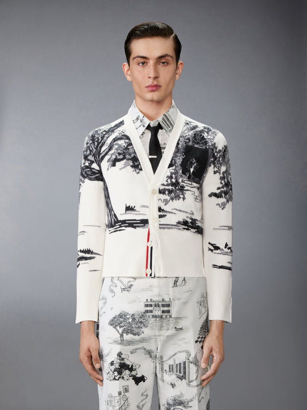 CASHMERE JERSEY INTARSIA HECTOR TOILE CARDIGAN - image 1