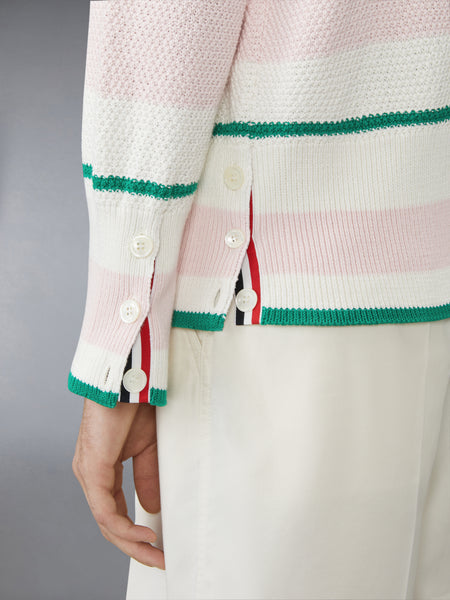 SEED STITCH 4-BAR CARDIGAN LIGHT PINK