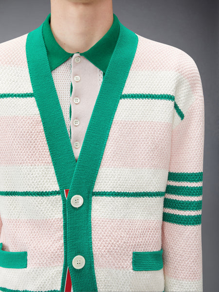 SEED STITCH 4-BAR CARDIGAN LIGHT PINK