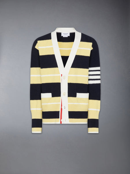 SEED STITCH 4-BAR CARDIGAN PALE YELLOW