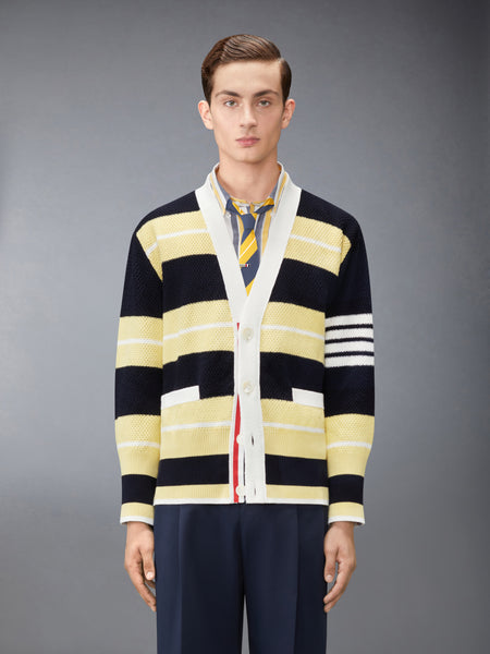 SEED STITCH 4-BAR CARDIGAN PALE YELLOW