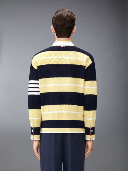 SEED STITCH 4-BAR CARDIGAN PALE YELLOW