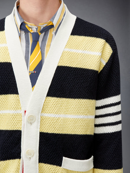 SEED STITCH 4-BAR CARDIGAN PALE YELLOW