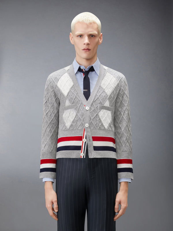 ARGYLE INTARSIA CASHMERE SHRUNKEN CARDIGAN - image 1