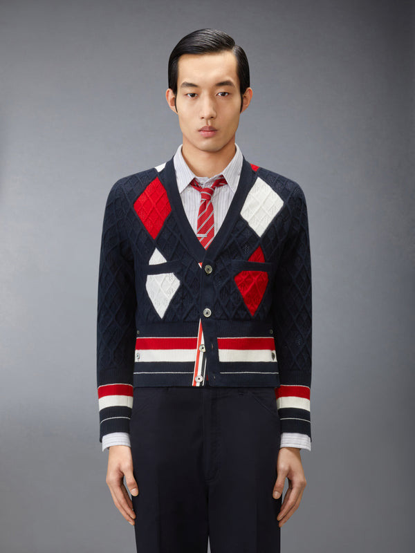 ARGYLE INTARSIA CASHMERE SHRUNKEN CARDIGAN - image 1