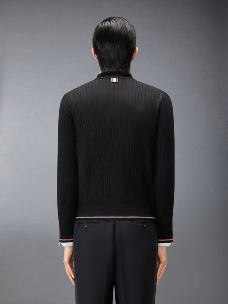 MERINO WOOL RWB RIB STITCH CARDIGAN BLACK
